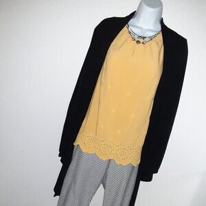 Lof of 3: Yellow Eyelet Top 1X * Black & White Peck & Peck Pant *Blk Sweater